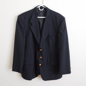 Enrico Cipriani Dk Blue Blazer 46R Gold Toned Buttons Wool EUC 3 Button